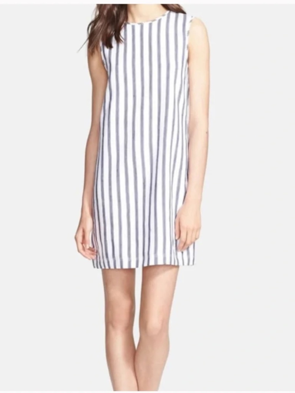 Theory Adraya Chonos Linen Blend Stripe Shift Dress Size 0